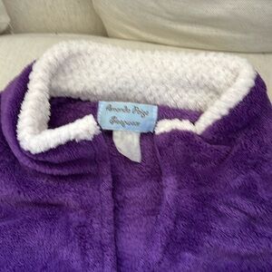 100% polyester sleepwear, purple with white trim, cute
